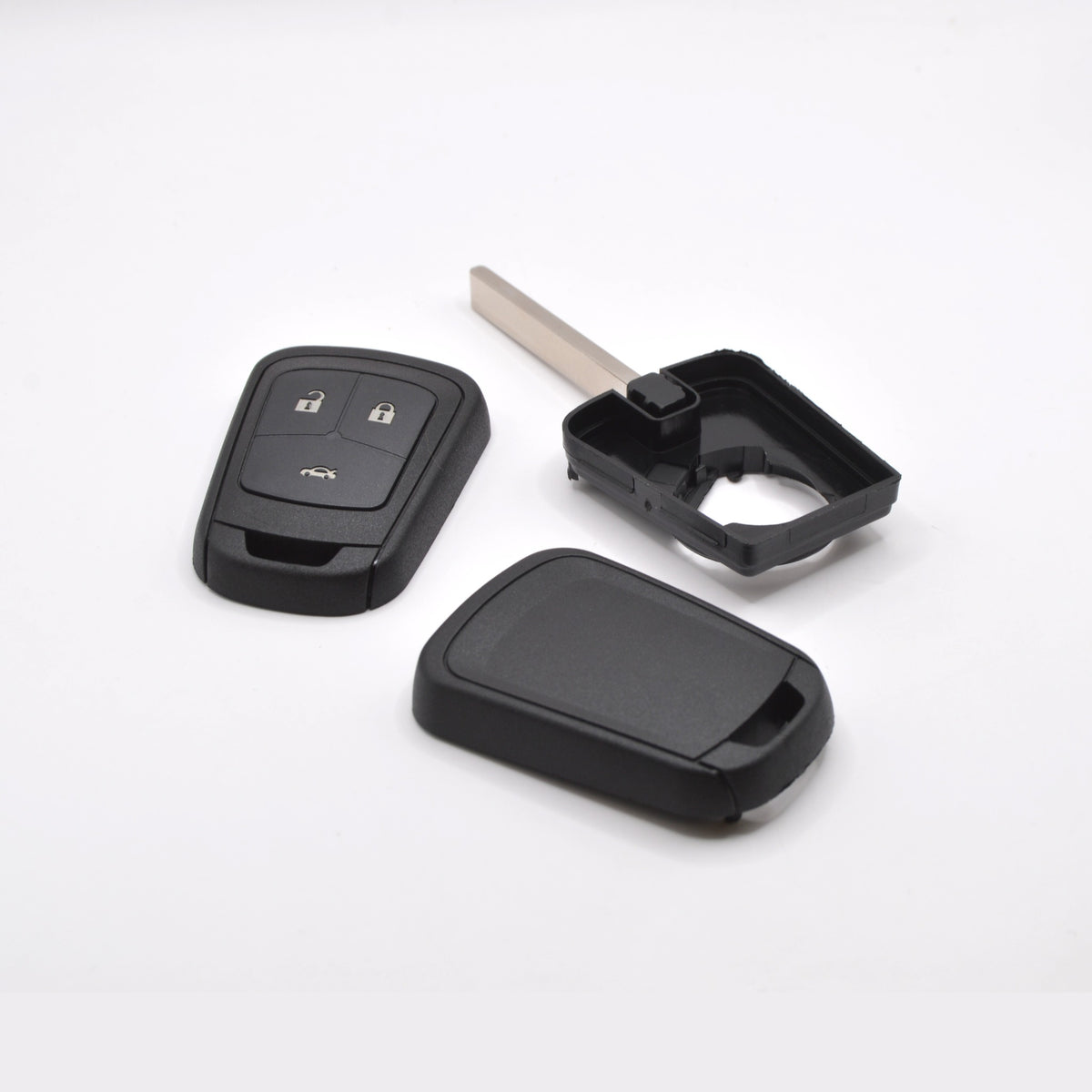Vauxhall 3 button remote key case parts – front, back and blade holder